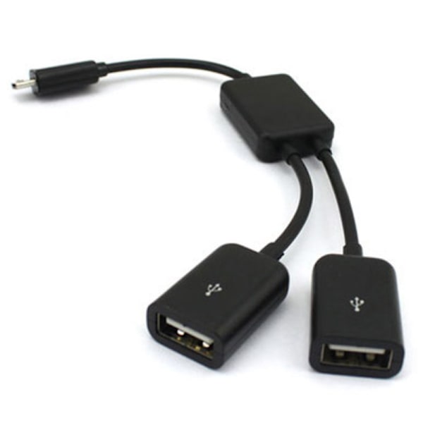 Dual Micro USB OTG Hub Host Adapter Kabel för Tablet PC och Sma Black one size