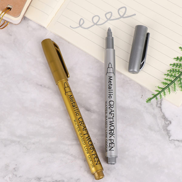 DIY Vandtæt Permanent Paint Marker Penne Guld Og Sølv Til Gold 1pc