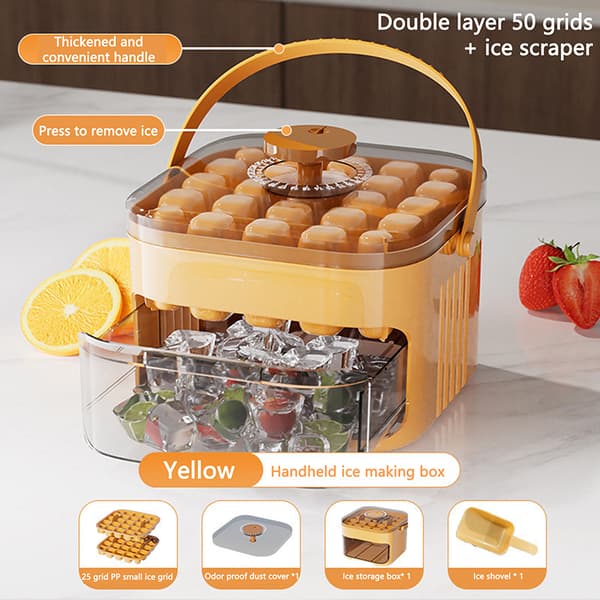 Extra stor 50-isbitsmaskin med lättglidande dubbla lager -Grå Orange 50 grids