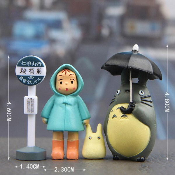 4st/lot 3-5cm Anime My Neighbor Totoro Action Figur Toy Hayao Black&Blue onesize