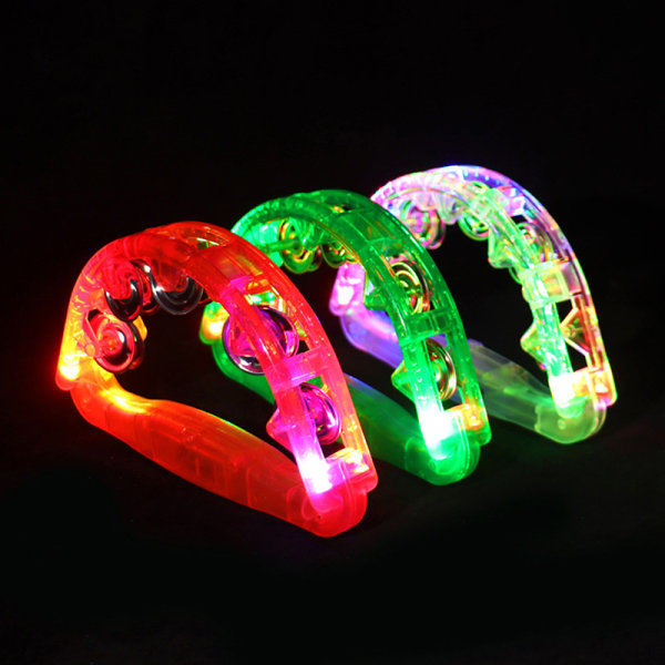 LED lyser opp sensorisk leketøy blinkende tamburin Shaking Party Musi random Color onesize