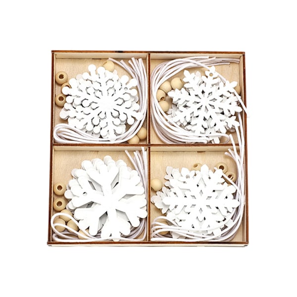 24 Hvide Snefnug Ornamenter Træ Snefnug Jul White
