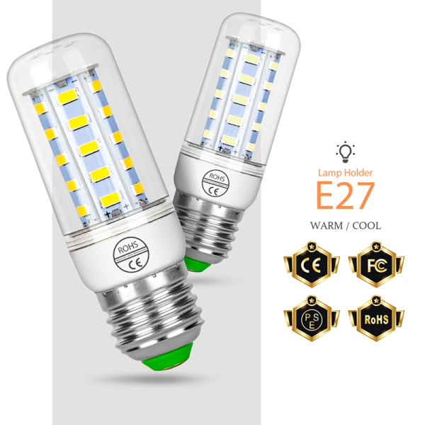 E27 E14 7W 9W 12W 15W 20W 25W 5730 SMD LED-kornpærelampelys Warm White E14&48W