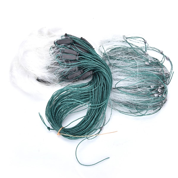 25m 3 Layers Monofilament Gill Fiskenet med Float Fish Trap Green One Size