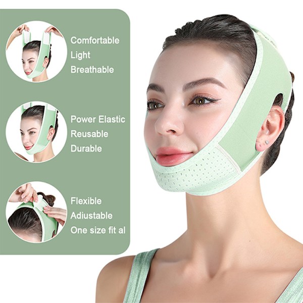 Kasvot V-linjan laihdutusnaamio Vyöhihna Double Chin Lifting Cheek Green onesize