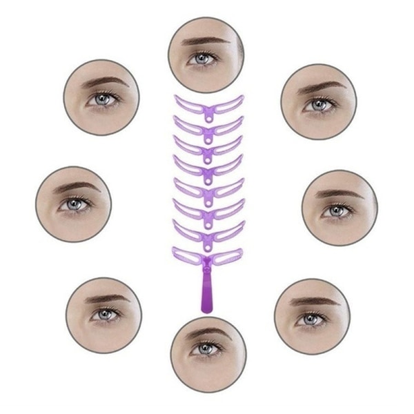 8 st Ögonbrynsstenciler med handtag och rem Tvättbar återanvändbar Purple onesize