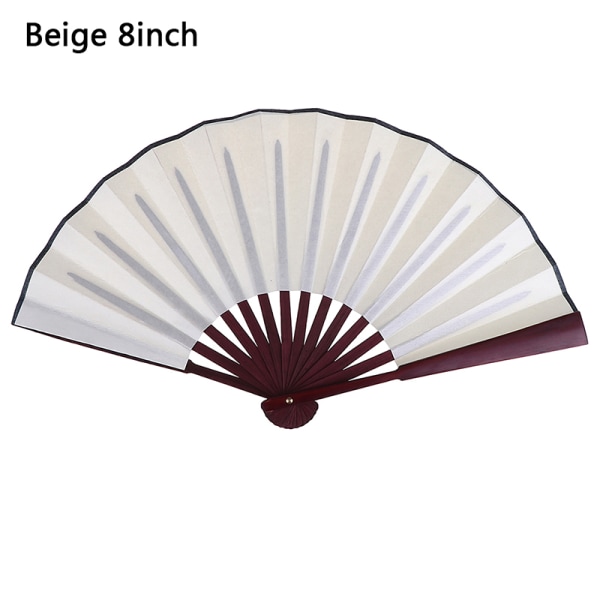 Stil Håndholdt Fan Blank Silke Cloth Folde Fan Party Bryllup Beige 8inch