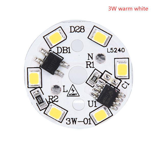 LED Pære Patch Lampe SMD Plade Cirkulært Modul Lyskilde Plat 3000K 3w warm white