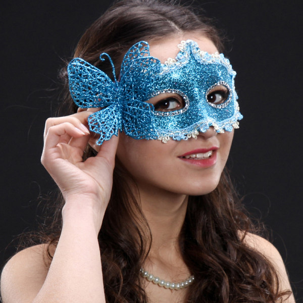 Mode Luksus Venetiansk Masquerade Mask Kvinder Piger Sexet Fox Ey Blue ONESIZE