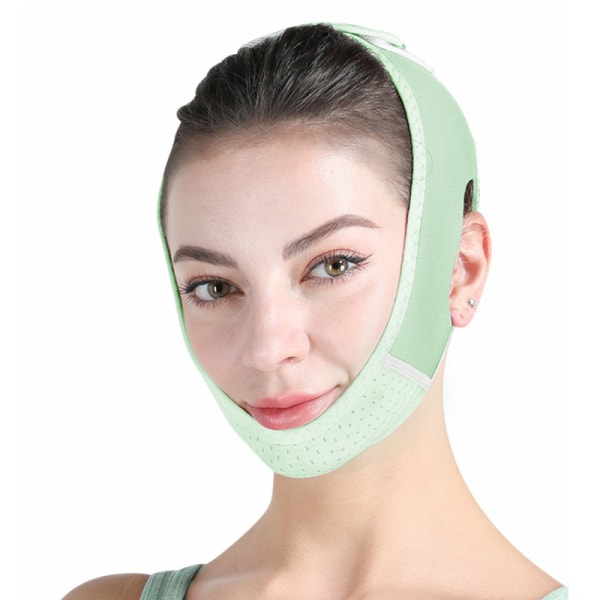 Ansigt V-line slankemaske Bæltestrop Dobbelthageløftende kind Green onesize