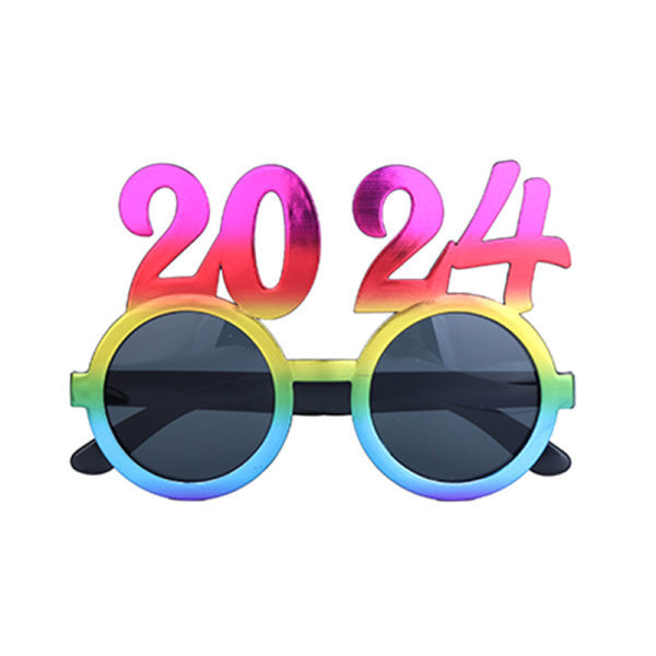 2024 Briller Nytårs Briller Fest Solbriller Nytårsaften Gold one size