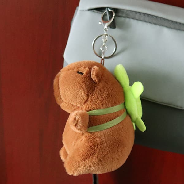 Kawaii Plussj Snotty Capybara Nøkkelring e Capybara Med Skilpadde Ba A2