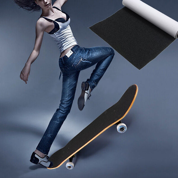 Perforerad grepptejp Sandpapper Skateboard Skate Scooter Sticke Black one size