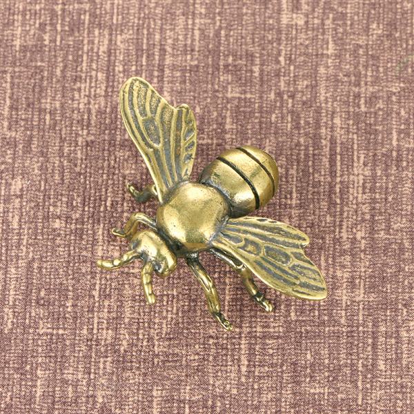 Messing Insekter Figurer Miniaturer Bee Tea Pet Ornamenter Blomst Bronze ONESIZE