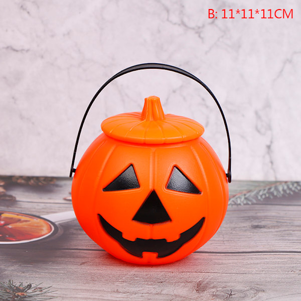 Halloween Christams Party Props Plastic Pumpkin Bucket Candy Bo B