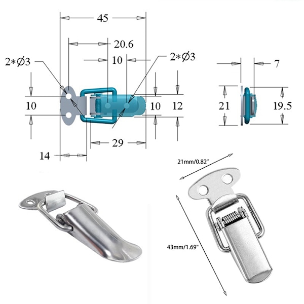 4st Duck-mouth Spänne Mini Lock Present resväska Case Spännen Tog one size