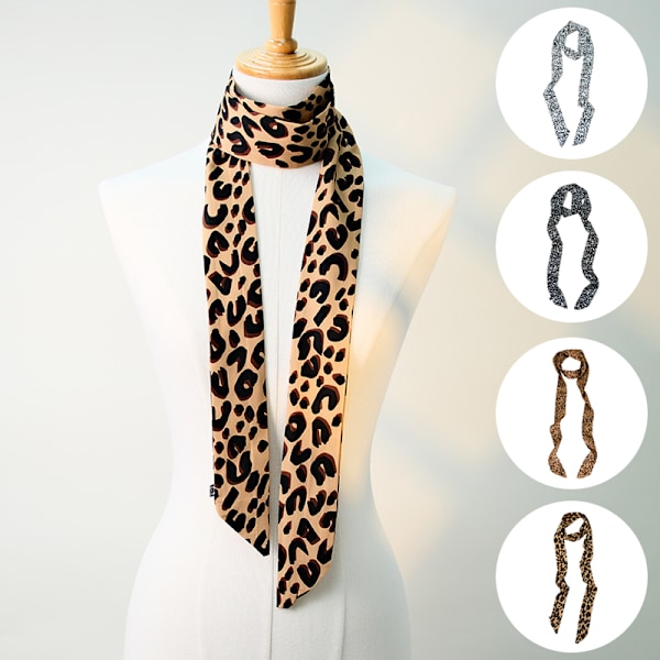 Dam Scarf Mjuk Leopardmönstrad Vintage Chiffon Wrap Haraj White