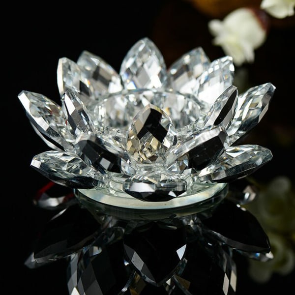 60 mm Kvartskrystal Lotus Flower Crafts Glas Fengshui Ornament White one size