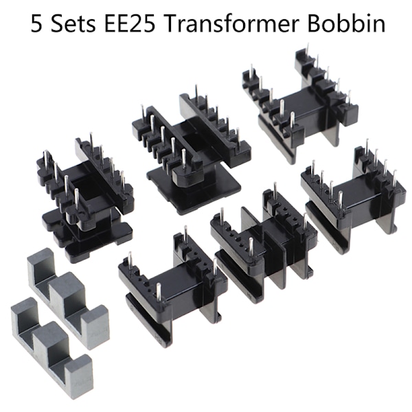 5 sett EE25 4Pin 8P 10P Transformator Spole PC40 Ferritt Core Ver Horizontal 8Pin(4+4)