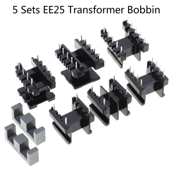 5Sets EE25 4Pin 8P 10P Transformer Bobbin PC40 Ferrite Core Ver Horizontal Double 4P
