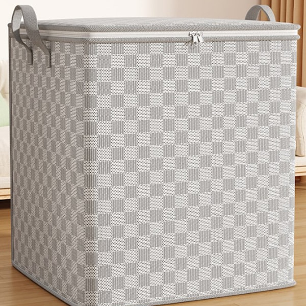 Ikke-vævet Quilt Opbevaringspose med Låg Lynlås Foldbar Tøj Q A3