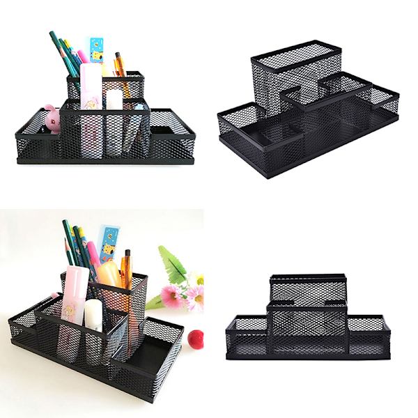 Metal Mesh Hjemmekontor Penn Blyanter Holder Skrivebord Skrivesaker Stora Black one size