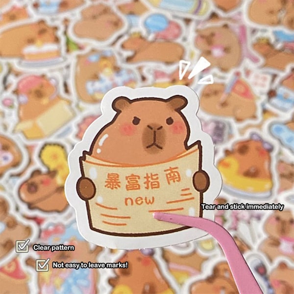 100 Ark Kreative Tegneserie Capybara Papirvarer Klistermærker DIY Dec A8