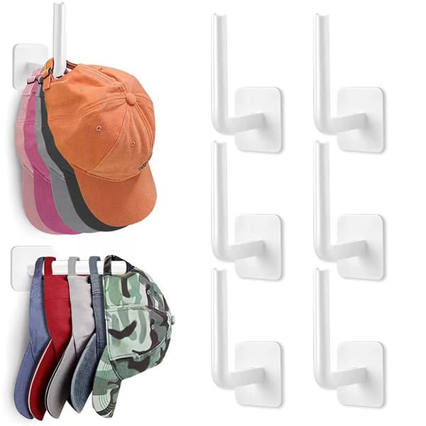 2/4/6 stk. Capsholder Hattehylle for Baseballcaps Selvklebende Hattekrok White 2PCS