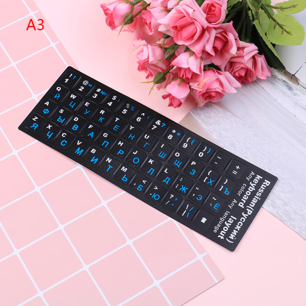 10 st rysk standard tangentbordslayout klistermärke bokstäver på repla Black 10pcs