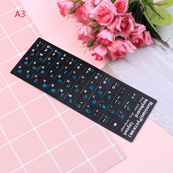 10 stk russisk standard tastaturlayout klistermærkebogstaver på repla Black 10pcs