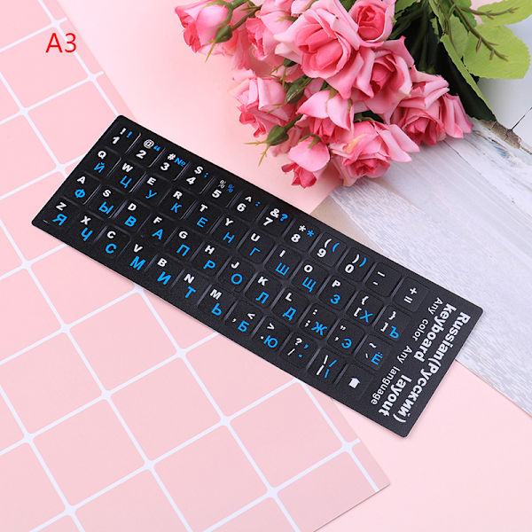 Russisk standard tastaturlayout mærkat bogstaver ved udskiftning Black A3