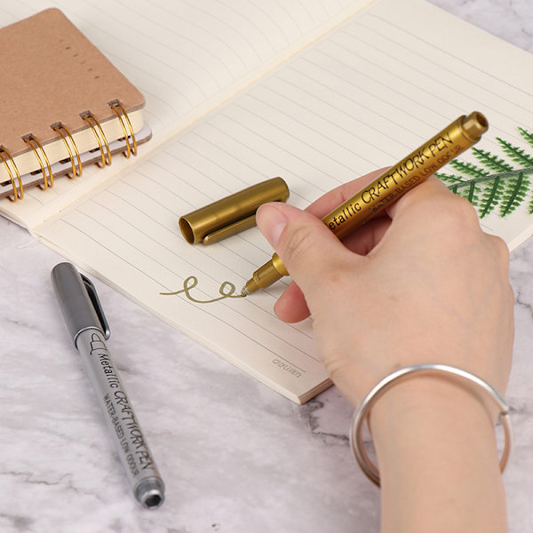 DIY Vandtæt Permanent Paint Marker Penne Guld Og Sølv Til Gold 1pc