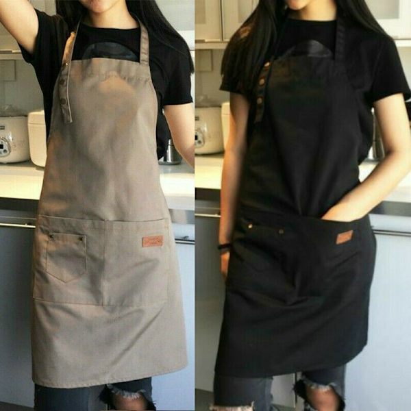 Canvas Polyester Pocket Förkläde Slaktare Hantverk Bakning Kockar Kitch Khaki one size