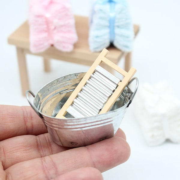 1Set 1:12 Dockhus Miniatyr Tvättbräda Järnhink Badrum Mo A1 one size