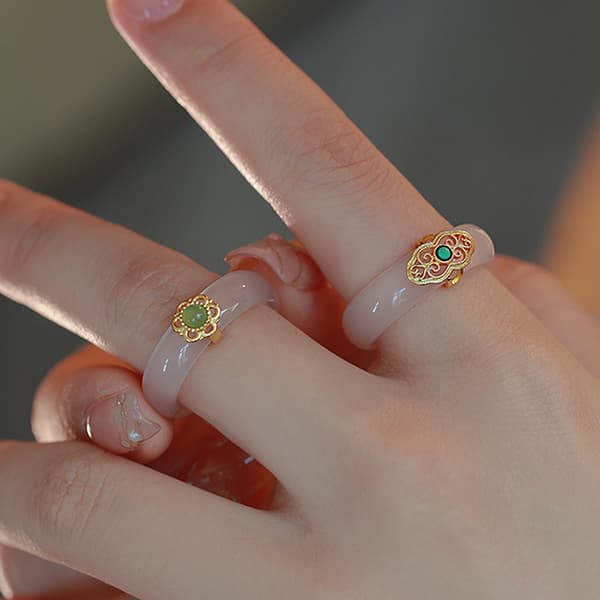 Retro Imiteret Jade Ring Minimalisme Hanfu Matchende Håndpynt 02