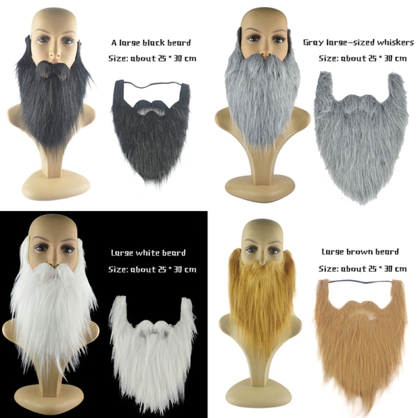 DIY Fancy Dress Skjegg Lange Fluff Beards Cosplay Kostyme rekvisitter Khaki one  size