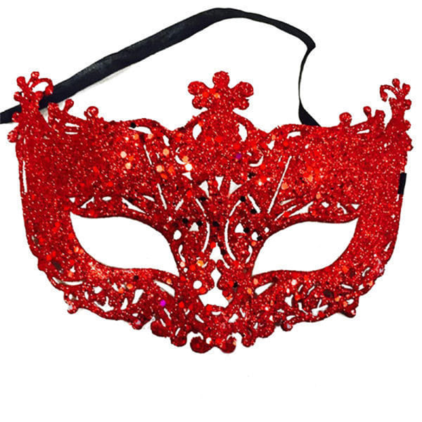 Luksus venetiansk maskerademaske kvinner jenter Sexy Fox Eye Mask F Red ONESIZE