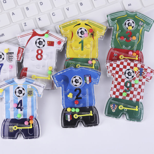 5PC Fodbold Labyrint Legetøj Fodbold Tema Pinball Spil Børnefødselsdag Pa Beige