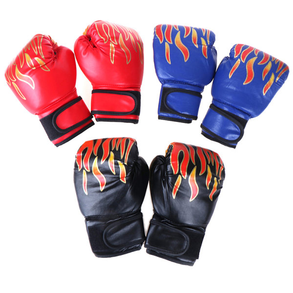 Boksehandsker Børn Junior Ungdom Sparring Træning Kick Boxi Black one size