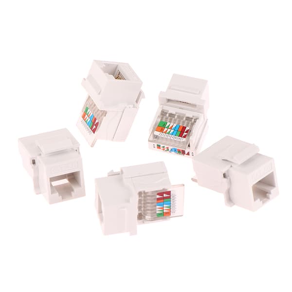 5 STK RJ45-kontakt Informasjonsuttak Datakabeladapter White