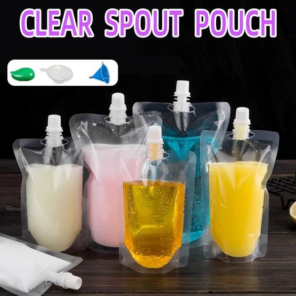 100x Stående Plast Drikkepose Tudpose Drikkevare Væske Juice 100ml 100pcs