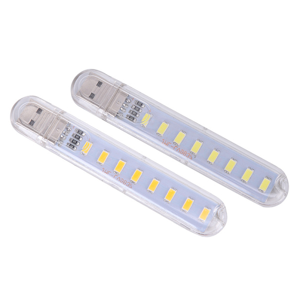 Mini LED bærbar 5V 8 LED USB-belysning Computer Mobile Power L White