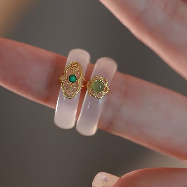 Retro imitasjon jade ring minimalisme Hanfu matchende håndpynt 02