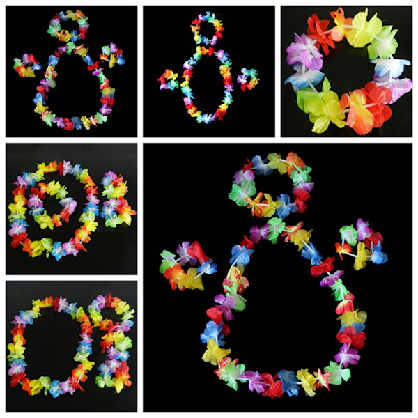 4 kpl / set Hawaiian Tropical Hula Luau Grass Dance Head Neck Wri Multicolor one size
