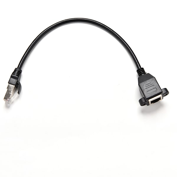 1FT RJ45 hann til hunn skrue Panelmontert Ethernet LAN-nettverk Black one size