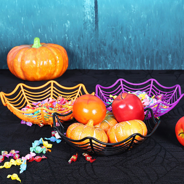 SPIDER WEB BASKET Musta Oranssi Purppura Valkoinen Candy Bowl Halloween Black 1pc