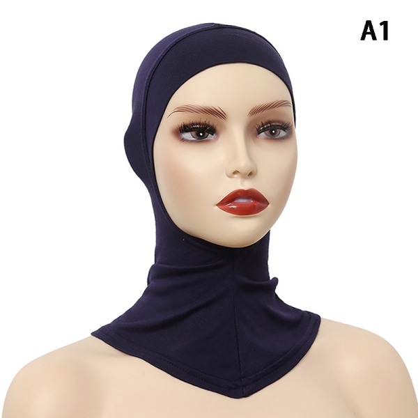 Enfärgad undersjal Hijab- cap Justerbar Stretchy Turban Ful A1 ONESIZE