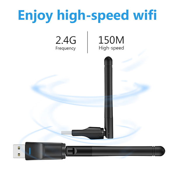 MT7601 Mini USB WiFi Adapter 150Mbps trådløst netværkskort RTL8 Black MT7601 Chip