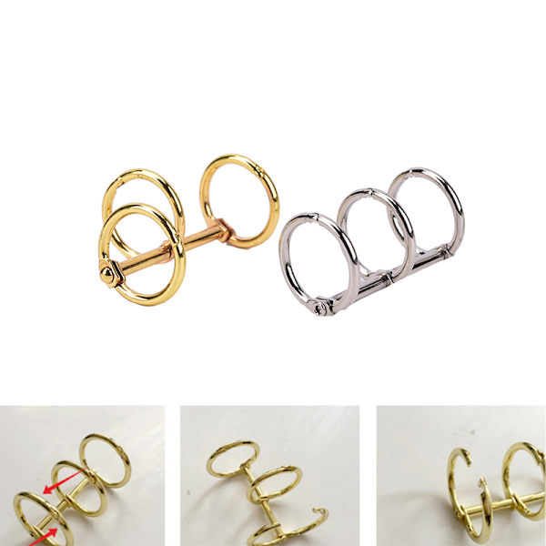 1X Metal Notebook Lösblad Binder Ring Snap Album Spli Gold 1pc