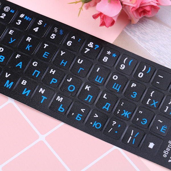 10 stk russisk standard tastaturlayout klistermærkebogstaver på repla Black 10pcs